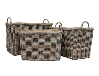 Rectangle Log Basket with wheels
